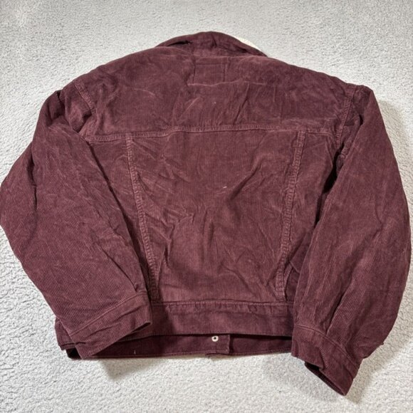 Levis Women Sz L Corduroy Sherpa Trucker Jacket Warm Winter Coat Mauve Purple - Picture 6 of 6